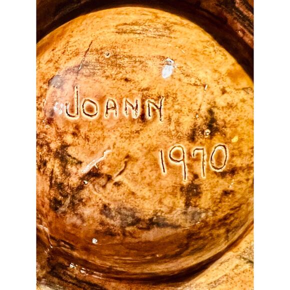 Retro Studio Art Pottery Bowl Ashtray Brown & Orange-Mid Century Vintage 1970s - Picture 5 of 6